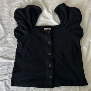 Black Puff Sleeve Blouse